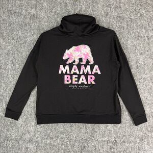 Simply Southern‎ Sweater Womens M Funnel Cowl Neck Pullover Mama Bear Outdoors